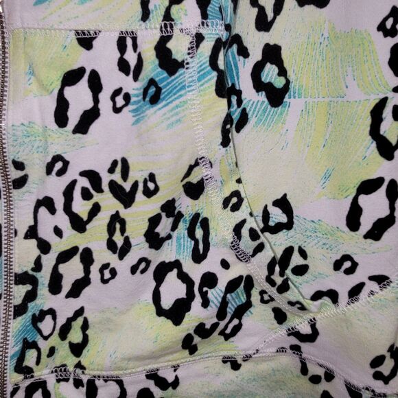 Weekends By Chicos Size 1 Medium Leopard Leaf Print Hooded Jacket Coastal Resort - Picture 4 of 8